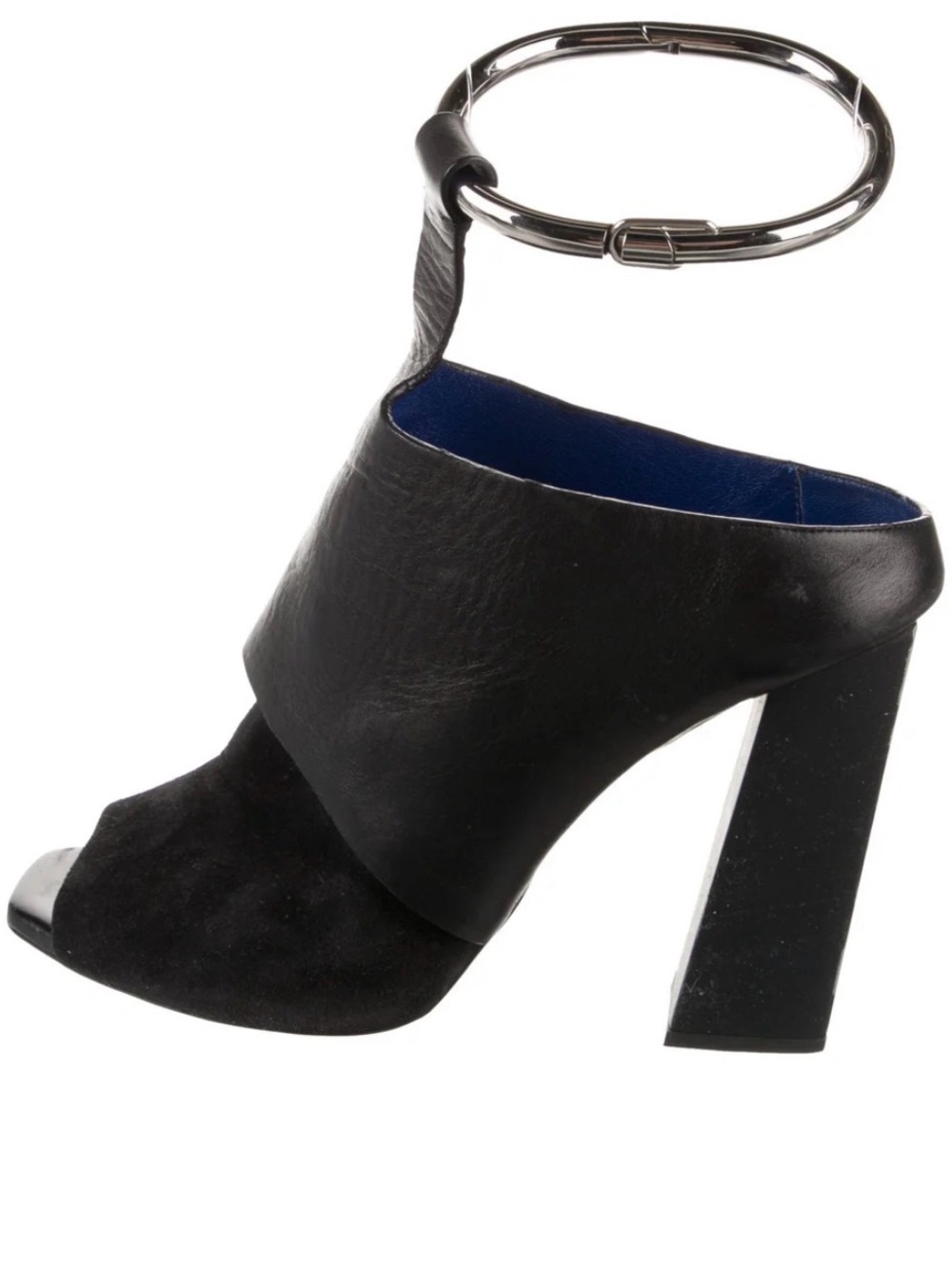 Proenza Schouler Black High Heel Open-Toe Mule with Ankle Ring Detail Sz 38